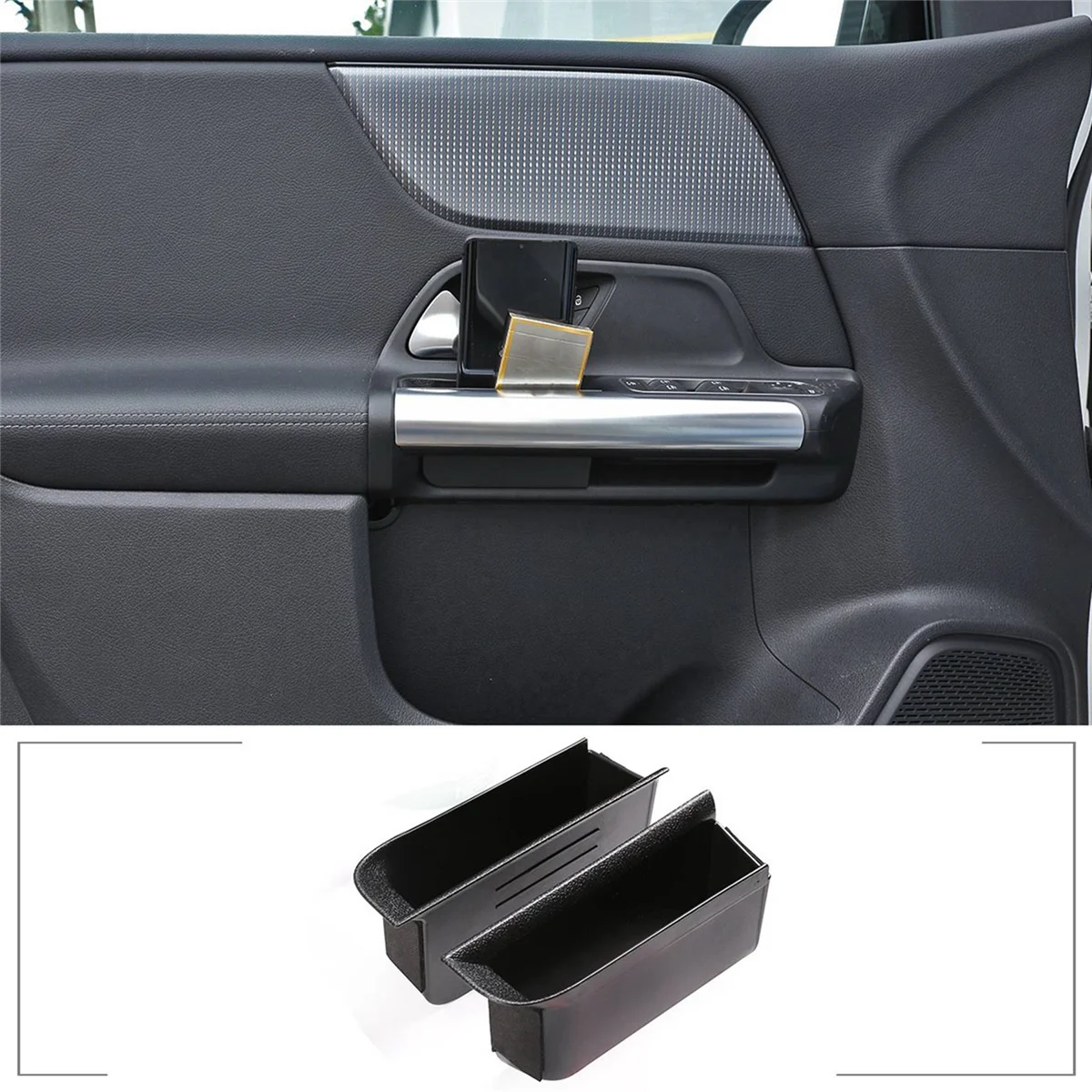 2X Car Front Door Armrest Storage Box for Mercedes Benz GLA Class H247 2020-2021 Container Holder Stowing Tidying