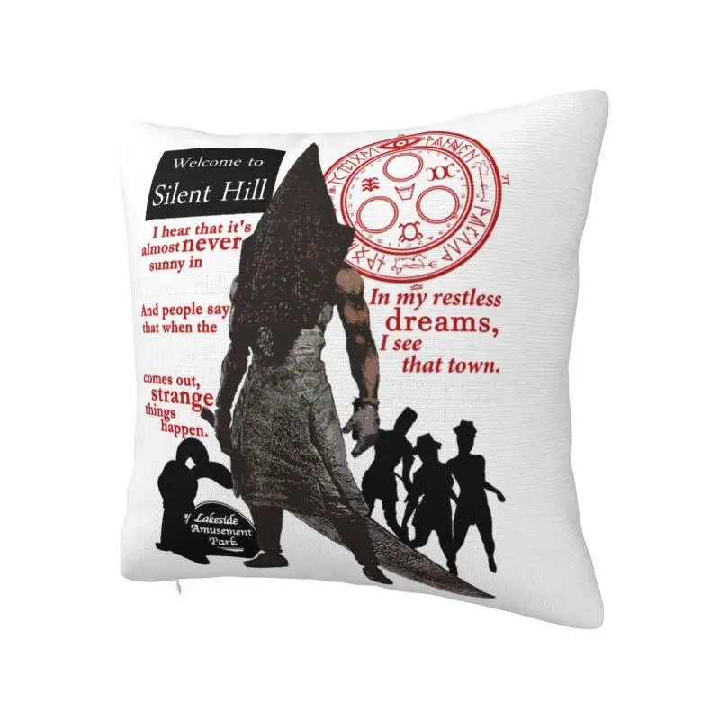 Horror Game Silent Hill Cushion Cover 55x55cm Polyester Velvet Throw Pillow Case For Sofa Car Seat Decoration Bedding Pillowslip