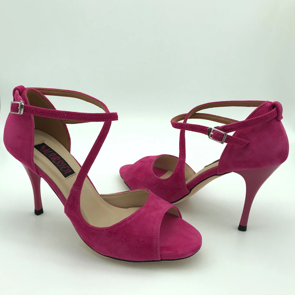 Sexy Flamenco Dance Shoes Argentina Tango Shoes dropshipping Party shoes T6291ROS Leather Hard Sole 7.5cm 9cm heel available