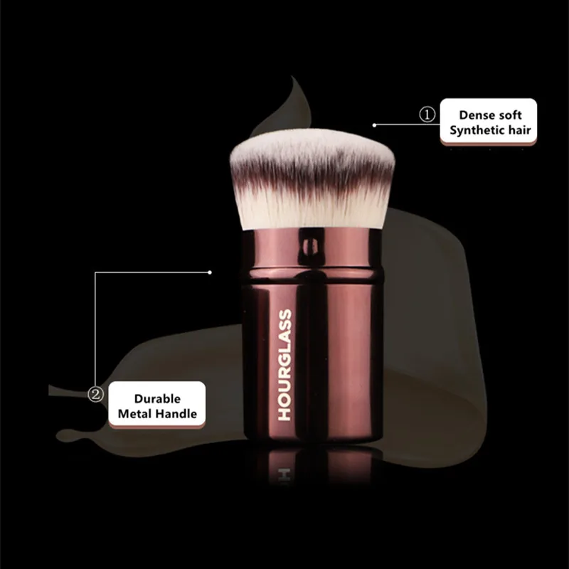 Retractable Kabuki Makeup Brush - Dense Synthetic Hair Short Travel-Sized Foundation Powder Contour Beauty Cosmetic Brush Tools