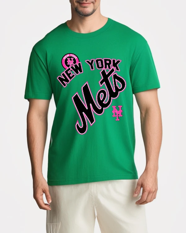 Camiseta con estampado de Mets de Nueva York para hombre, camisetas de algodón nuevas de verano, Top básico informal que combina con todo, ropa de calle Unisex con cuello redondo de gran tamaño