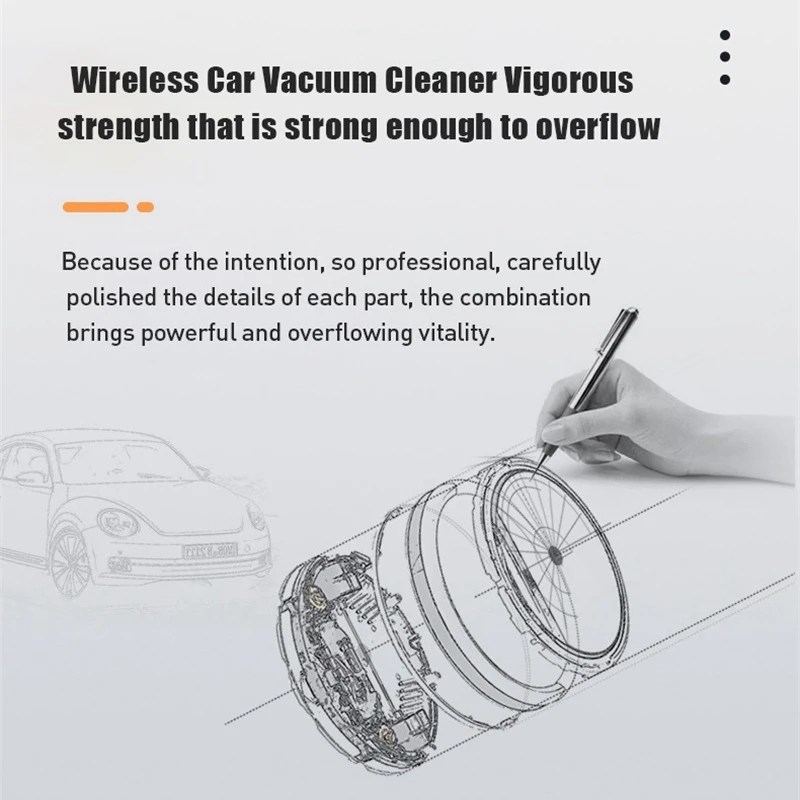 Aspirador sem fio para carro, sucção forte, portátil, molhado, seco, uso para casa, escritório, limpeza, animal de estimação, 80000Pa