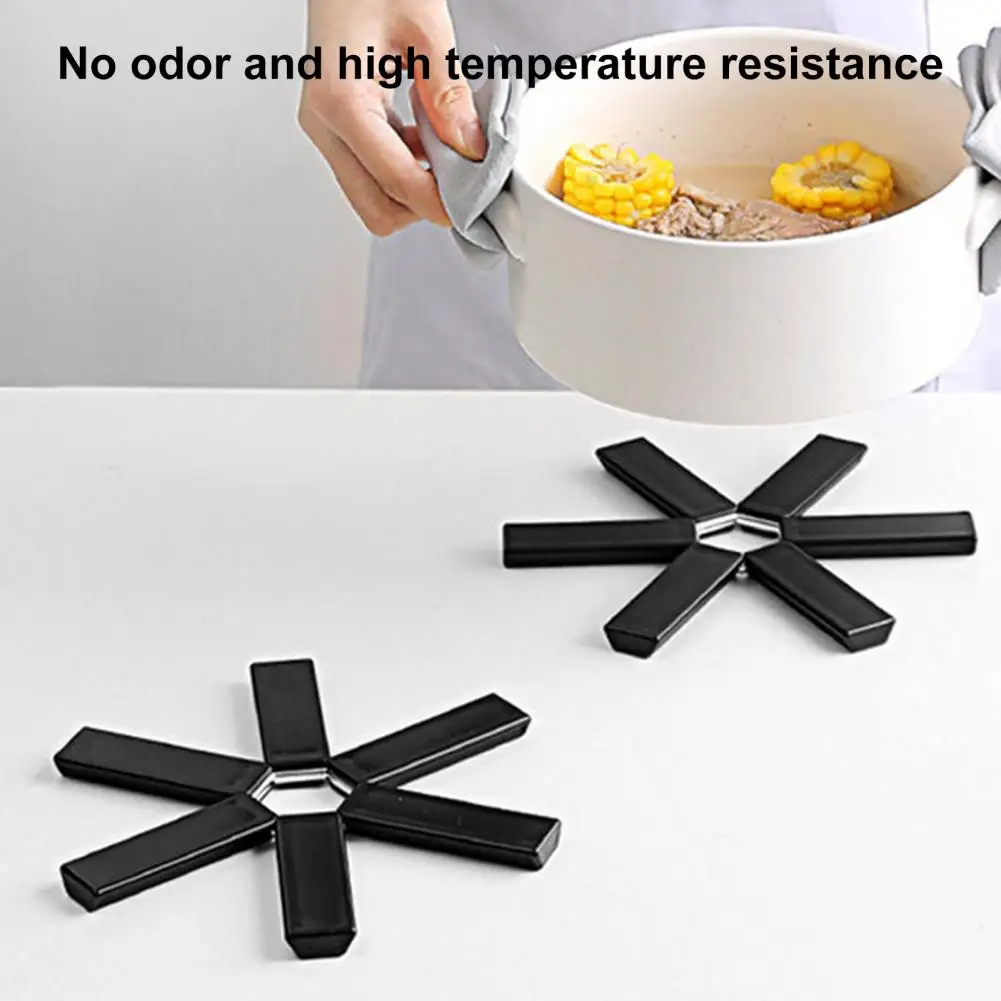 Burrs-free Heat-Insulating Pot Placemat Kitchen Accessory Space-saving Useful Foldable Kitchen Hot Pot Holders Trivets