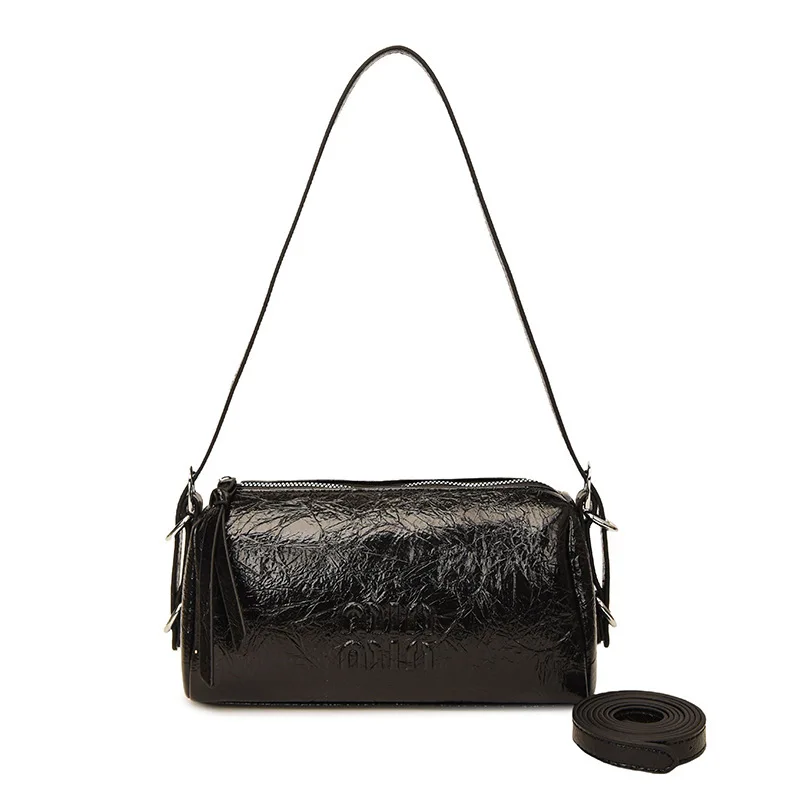 

2025 Women's Cylinder Pouch Bag, Vintage Quilted Soft Pillow Shoulder Purse, Multi-way Crossbody Bucket Bag for Daily Commute