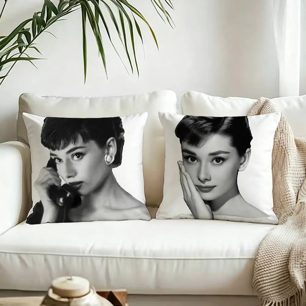 A-Audrey H-Hepburn Pillow Cover Sofa Cushion Cover Home Room Decoration Children Gift
