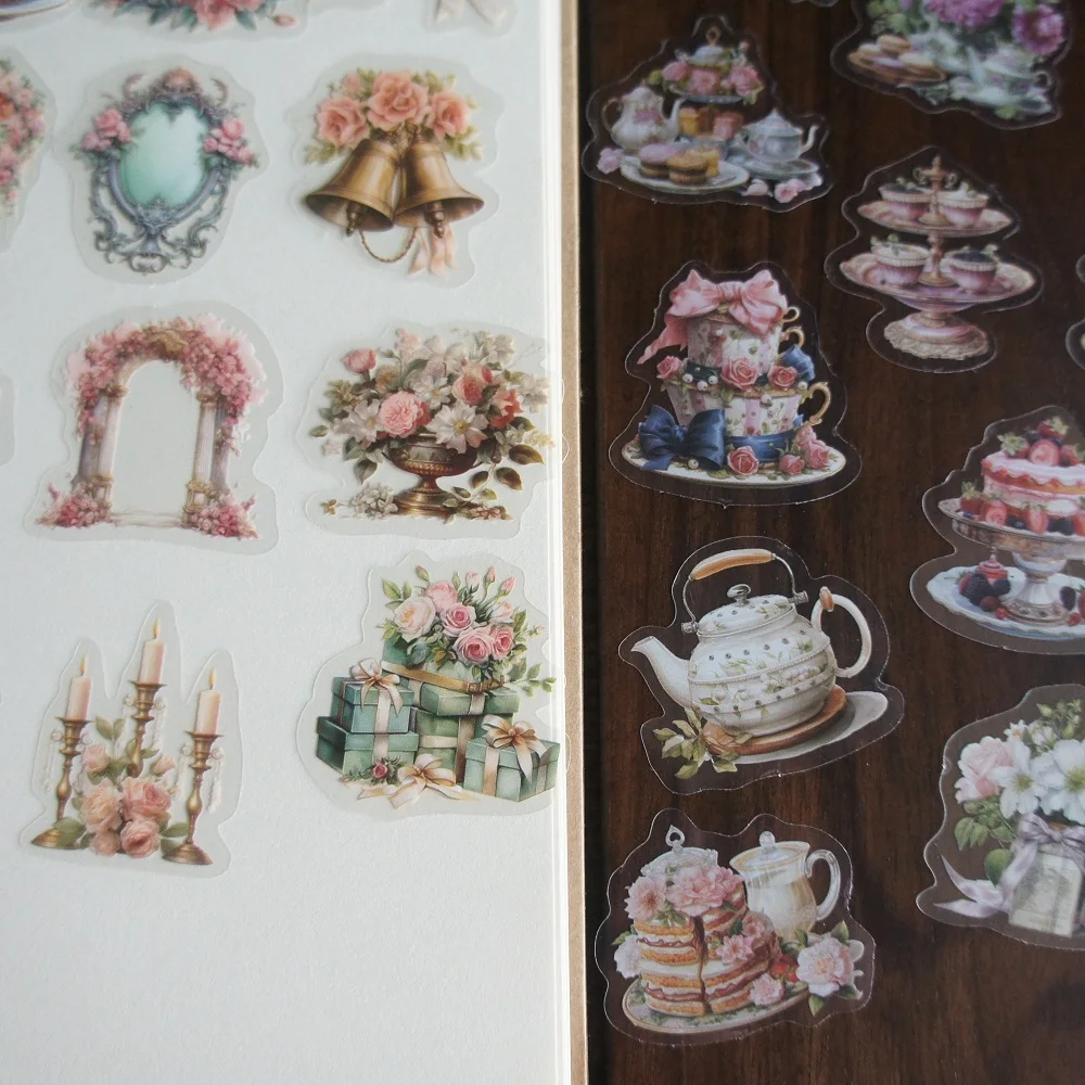 38pcs Princess's Afternoon Tea Party Style PVC Sticker Scrapbooking DIY Gift Packing Label Decoration Tag