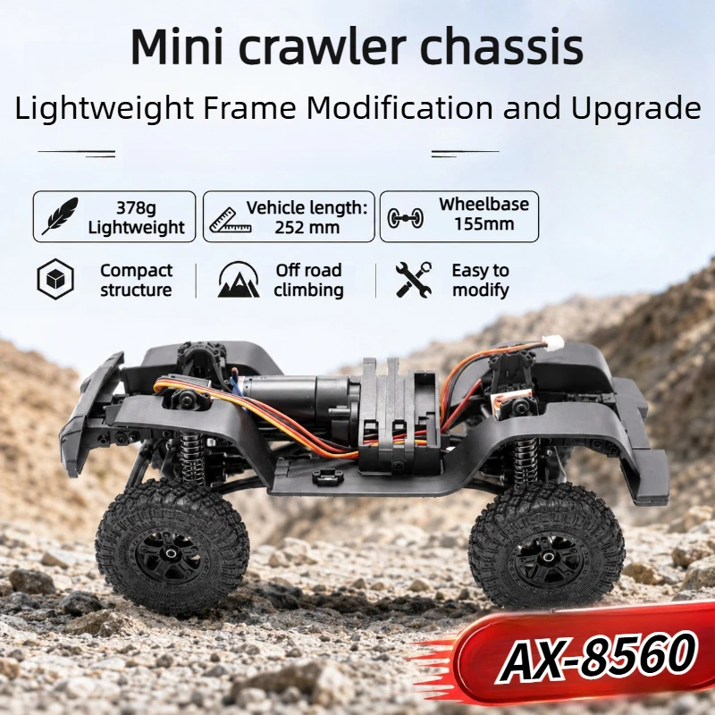 1/18 RC AX-8560 Nylon Chassis 155mm Wheelbase Chassis with Front & Rear Axle Gearboxes RC Assembly and Upgrade Parts