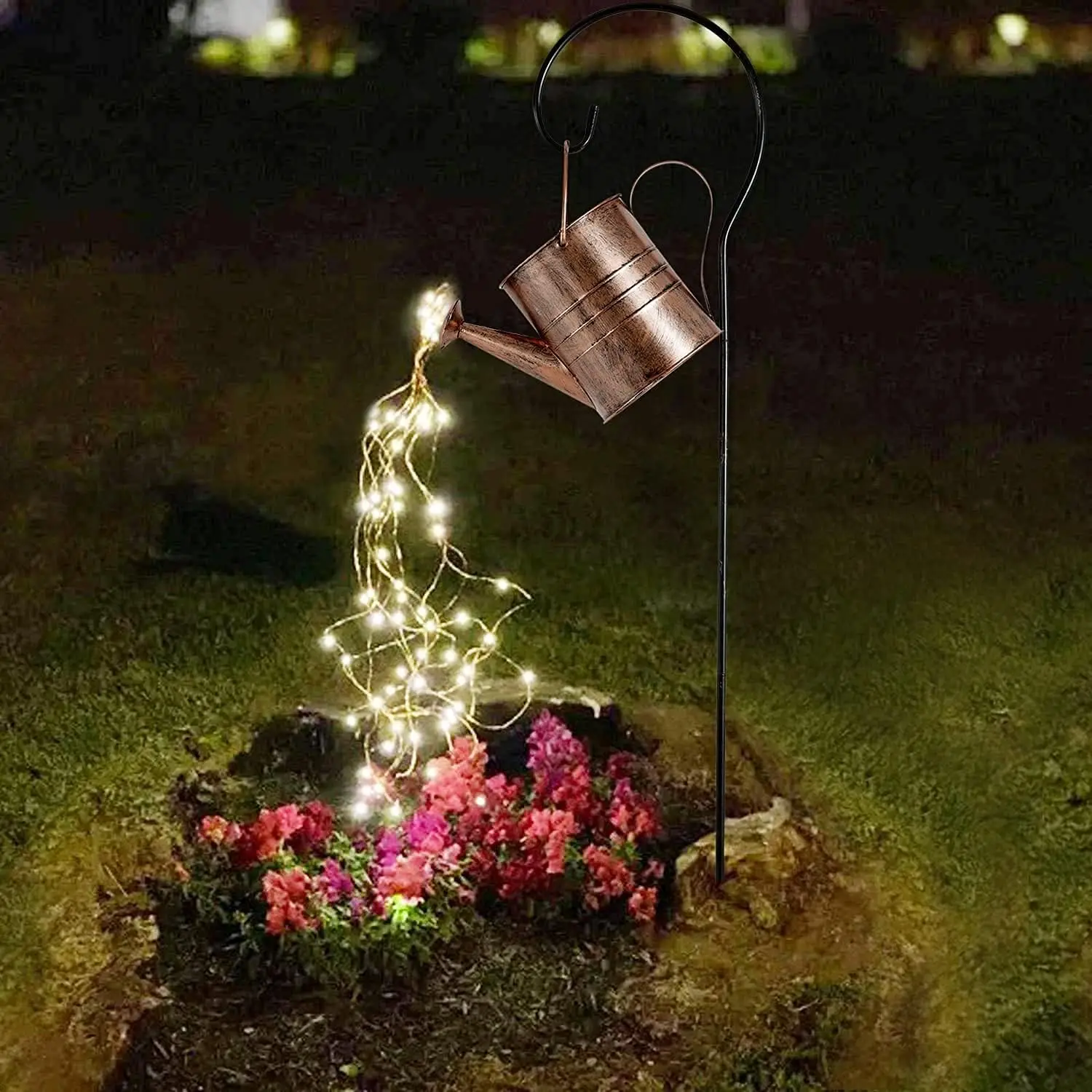Luces solares para decoración de regadera al aire libre, linterna colgante impermeable para césped, Patio, jardín, regalo para abuela, mamá