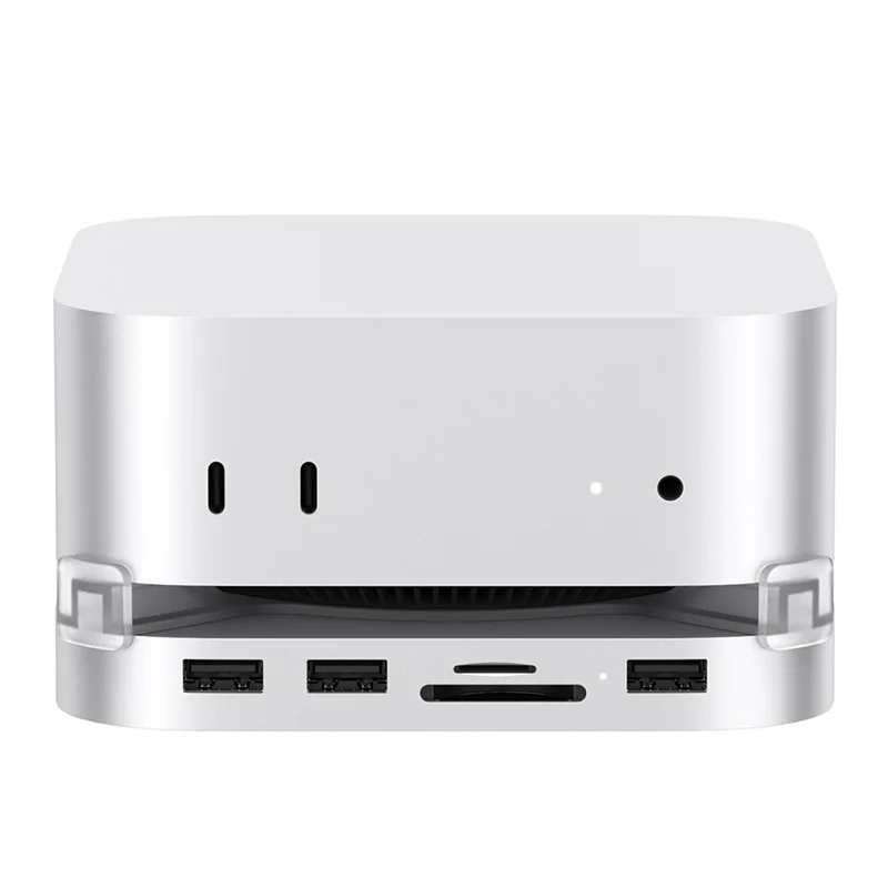 

AU61-For Mac Mini USB C Hub With M.2 SSD Enclosure For Mac Mini M4/M4 Pro Stand Type-C Dock Station USB3.2 SD/TF4.0