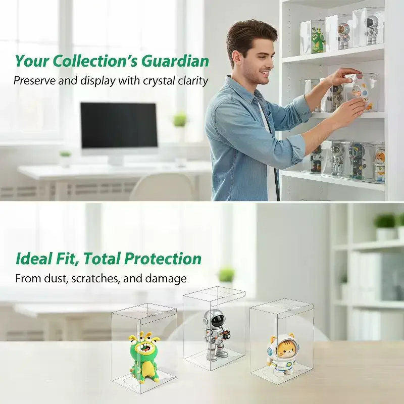 Clear Display Case Compatible with 4 Inch Vinyl Figures Heavy Duty Protective Box with Locking Tab