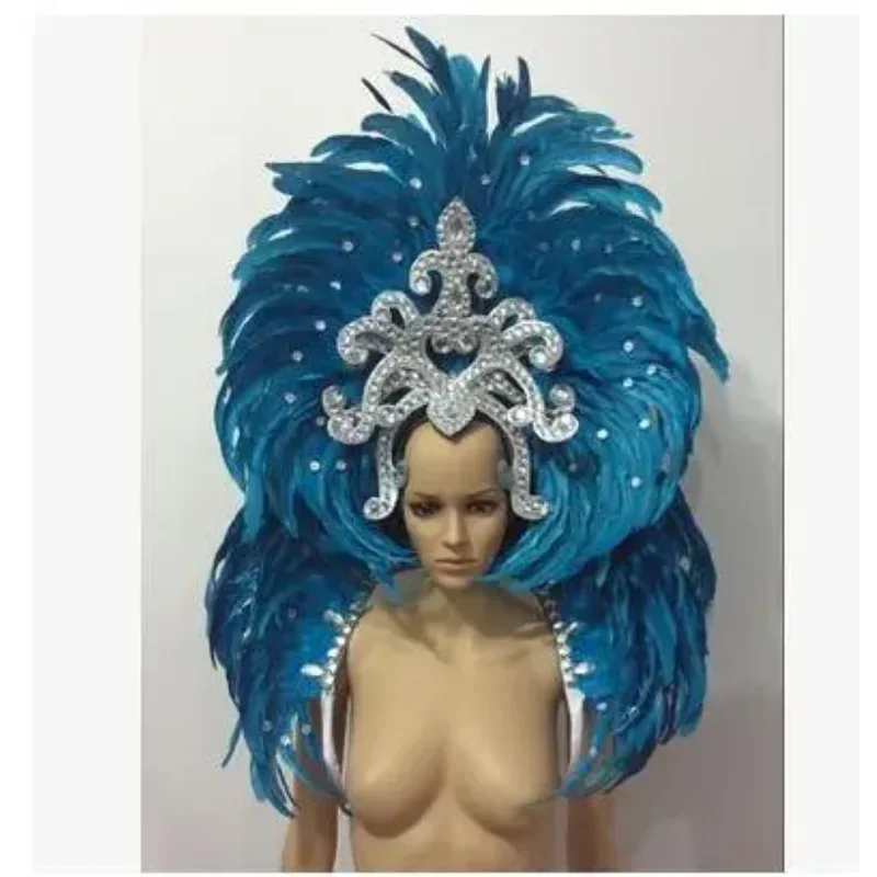 2025 requintado luxo carnaval abertura dança headwear chapéu de penas exagerar revel mostrar palco feminino