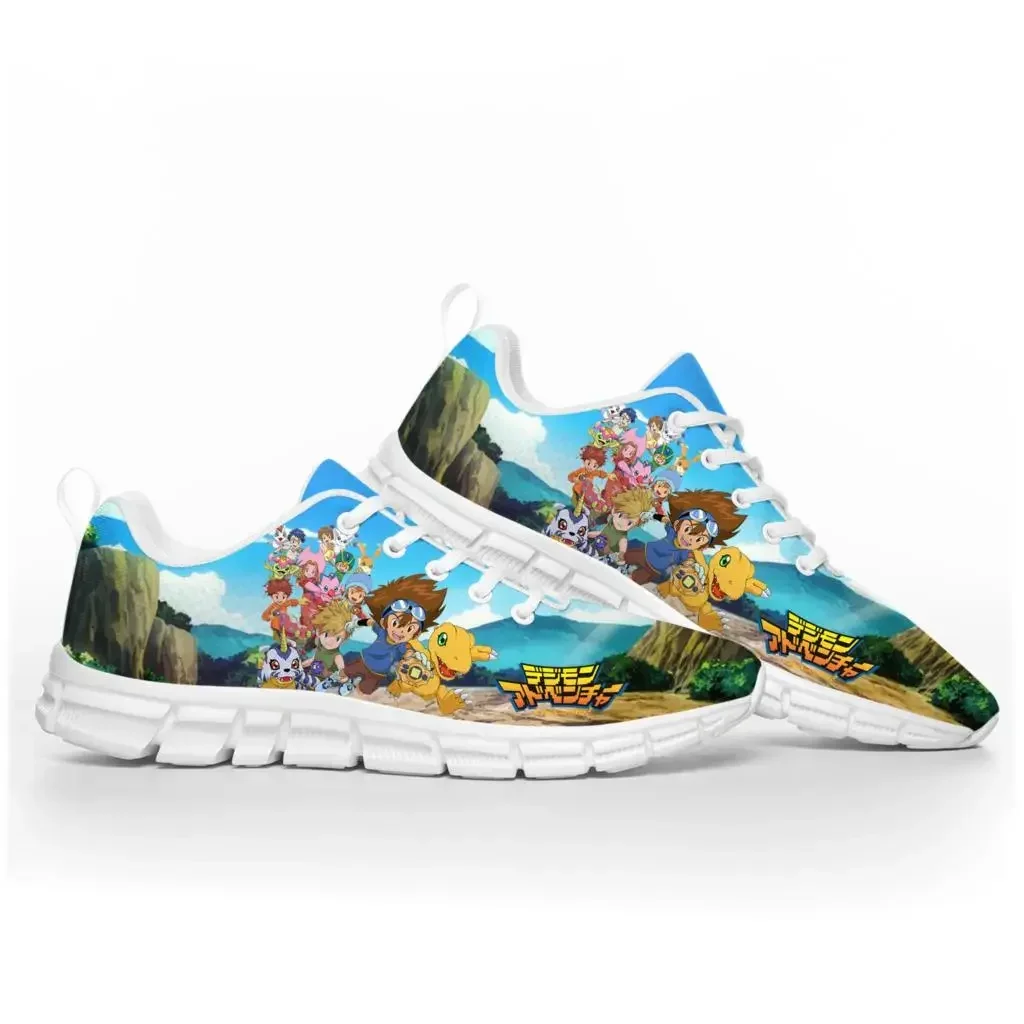 Cartoon Digimon Adventure Anime Sports Shoes Mens Womens Teenager Kids Children White Sneakers Custom High Quality Couple Shoe