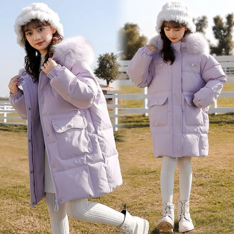 

3-14Y Winter Children Girls Down Jacket 2025 Thicken Thermal Long Teenager Girl Outerwear Coat Kids Girl Duck Jacket Parkas Coat