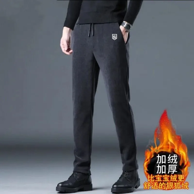 명품 Corduroy Keep Warm Casual Pants Men's Golf Wear 2024 Winter New Golf Pants Fashion Thickening Straight Pants Men Golf Clothes