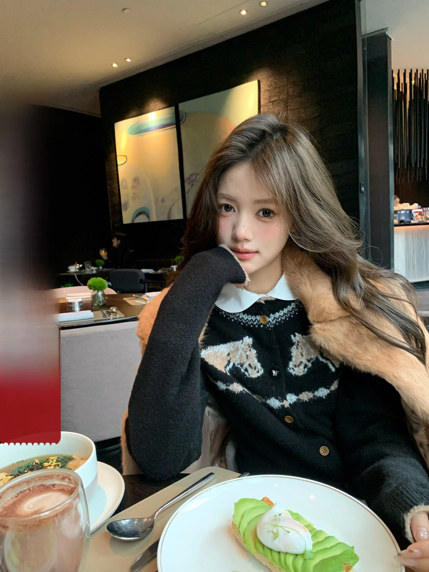 

Теплый шерстяной вязаный свитер с узором в виде сердец, приталенный женский кардиган с длинными рукавами, круглым вырезом и животным принтом, повседневный стиль