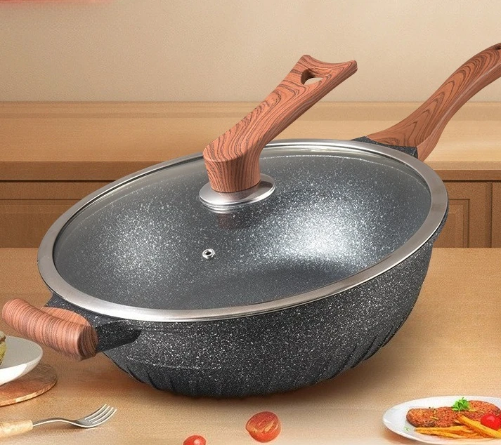 

Deep Frying Pan With Lid, Maifanite Saute Pan Non Toxic, Non Stick Versatile skillet, with steamer, Compatible with All Stoves