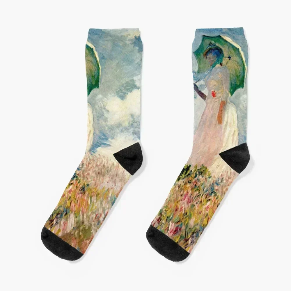 

Claude Monet | "Woman with a Parasol" Inspired Socks men cotton high quality christmas gifts Rugby Girl'S Socks Men's