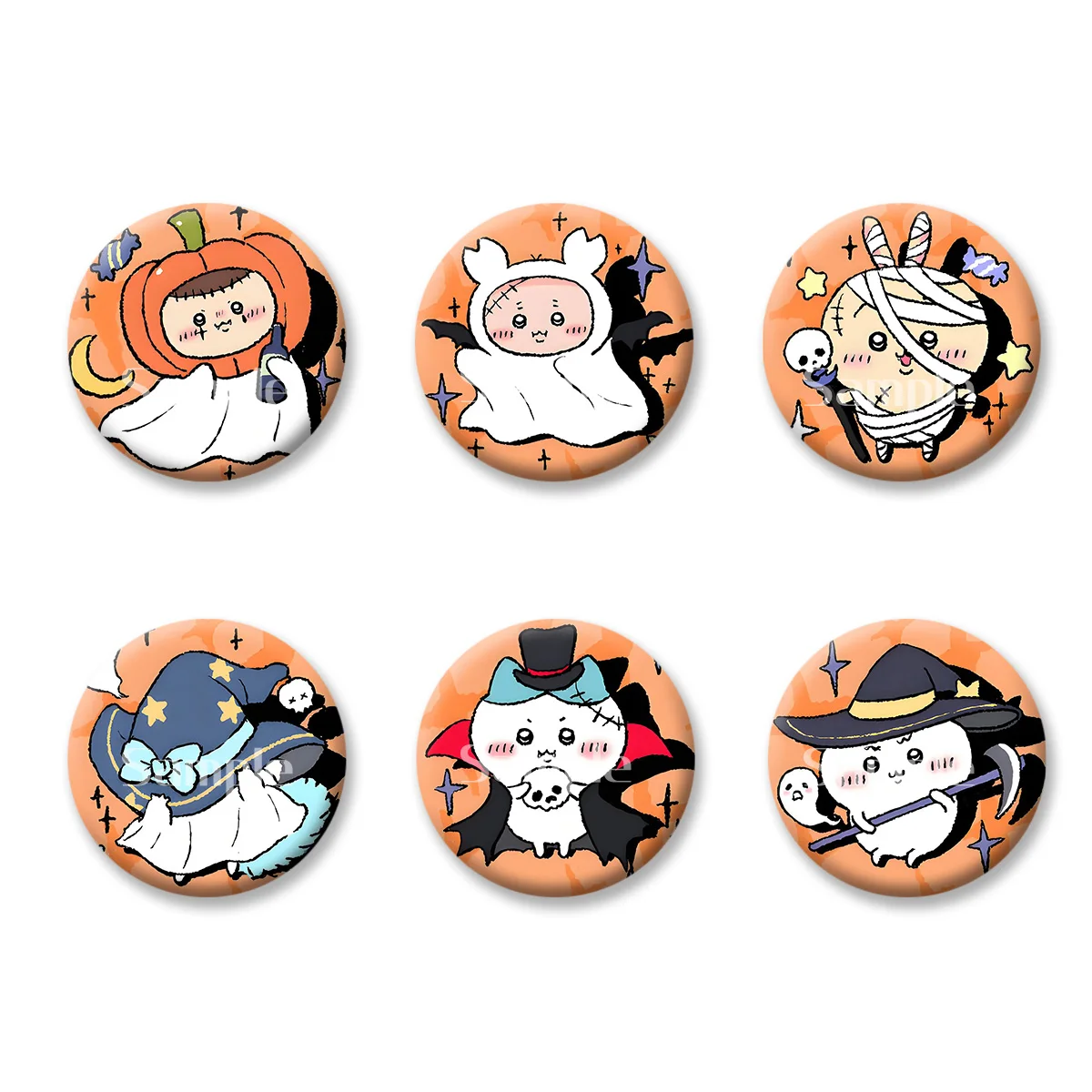Flash Badge Cards Chiikawa Halloween Anime Cartoon Souvenir Keychains Convenient Makeup Mirror Fridge Magnet ACG Accessories