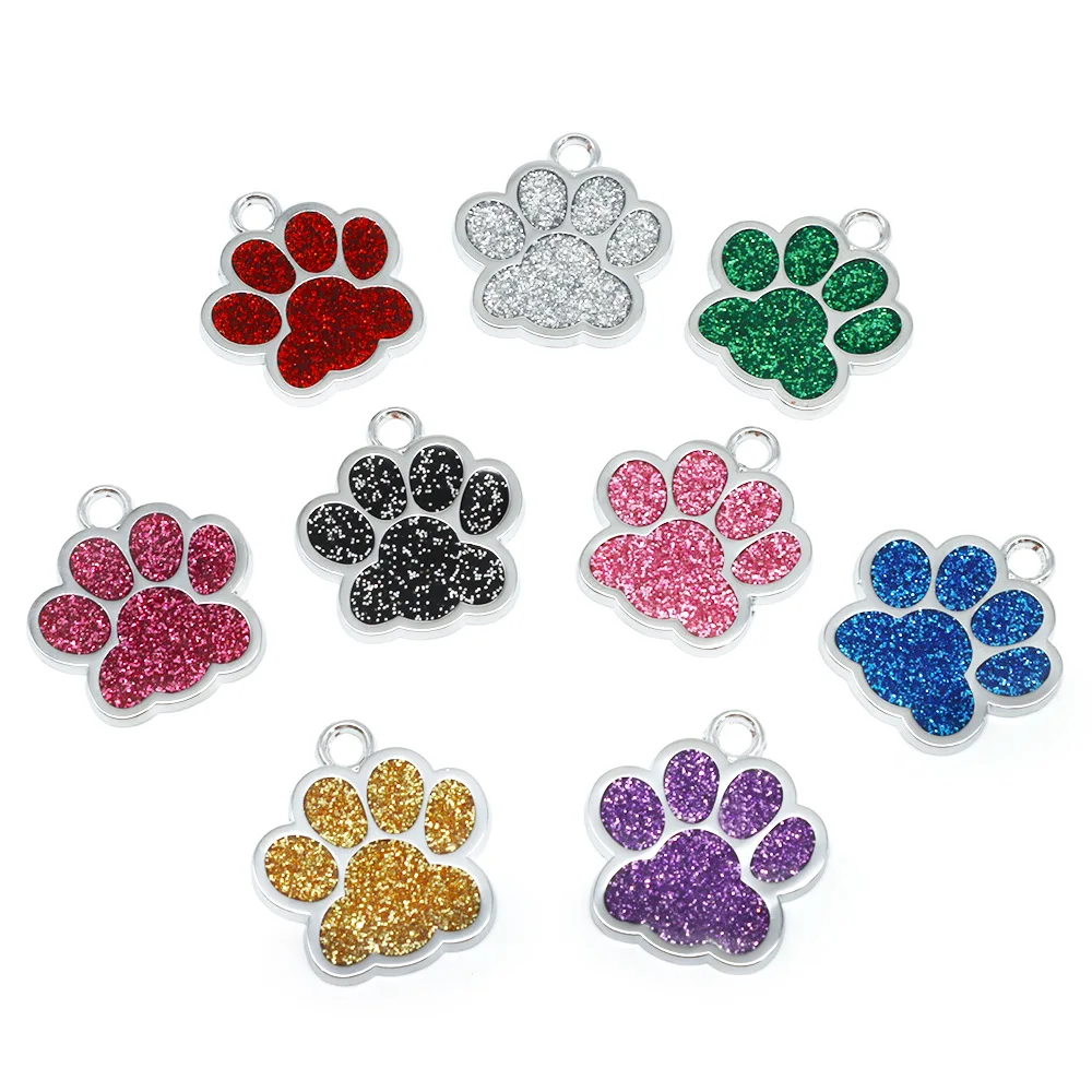 Wholesale 100Pcs Paw Identity Pendant Dog Tag Round Name Plate Pet ID Tag For Dogs Cats Personalized Custom Engraved Keychain