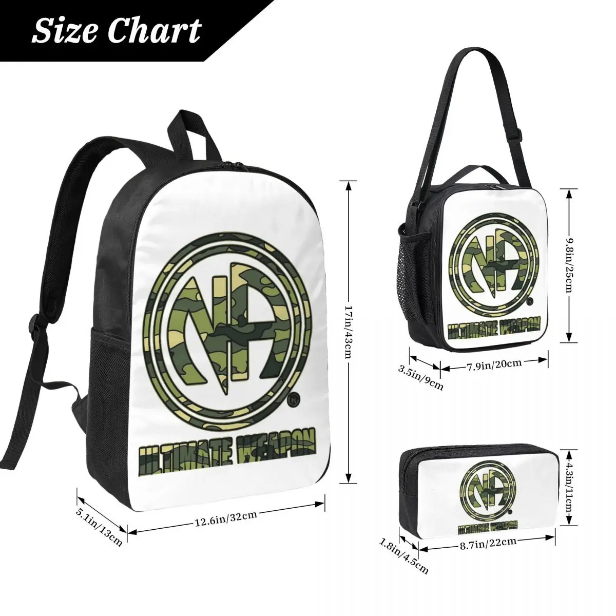 NA - Narcotics Anonymous Backpack Boys Girls BookBag School Bag Computer Shoulder Bags 3ps Insulated Lunch Bag Pencil Case