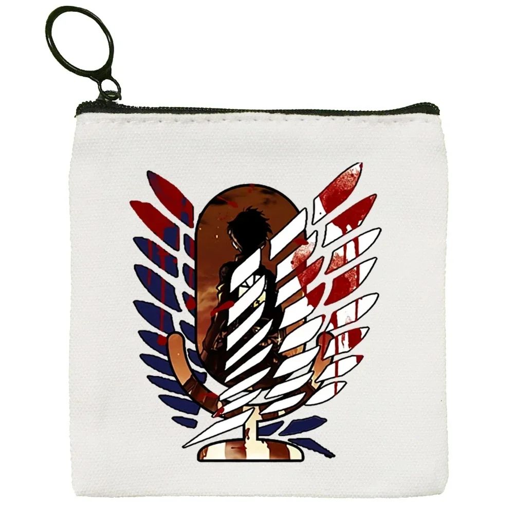 Attack on Titan Shingeki No Kyojin Levi Ackerman Canvas Coin Purse Coin Purse Collection Canvas Bag Small Wallet Zipper Key Bag