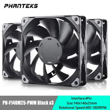 PHANTEKS M25-F140/F120 Gehäuselüfter, 140/120 mm, 4-polig, PWM, hoher Luftstrom, leiser CPU-Lüfter, 400–2000 U/min, kaskadierbarer FDB-Lagerlüfter