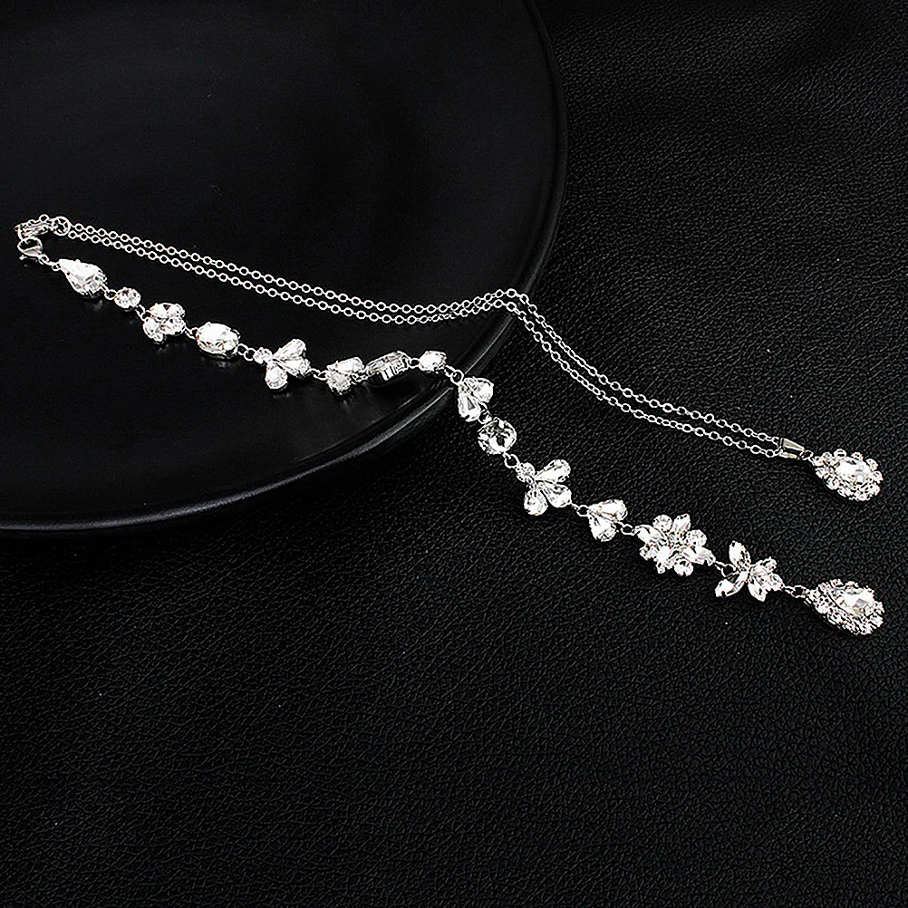 

Elegant Lightweight Crystal Pearl Back Body Chain Jewelry For Women Party Wedding Prom Dance Soiree Gift Body Chain Necklace