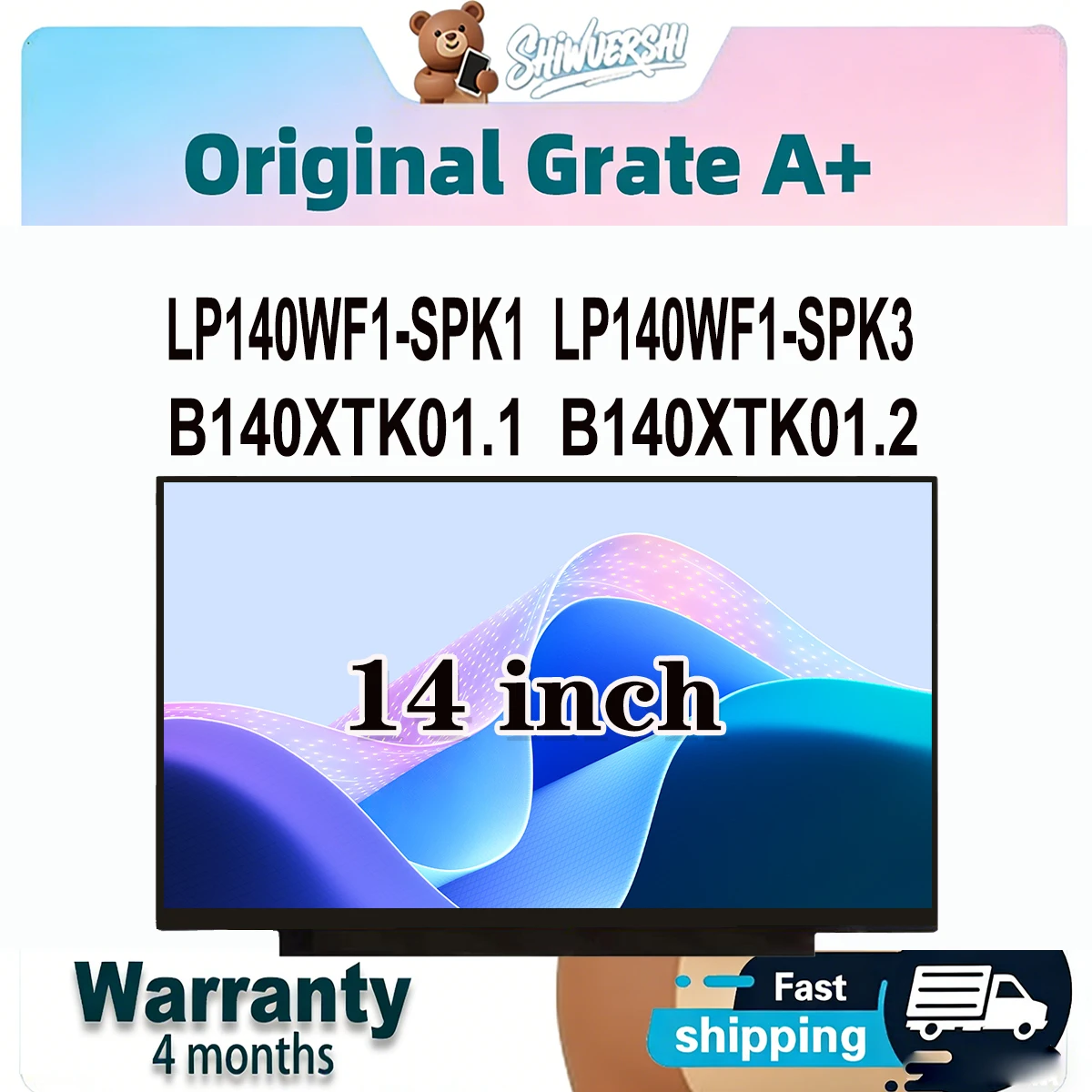 

Оригинальный новый A + 14-дюймовый тонкий ЖК-экран для ноутбука LP140WF1 SPK1 LP140WF1 SPK3 B140XTK01.1 B140XTK01.2