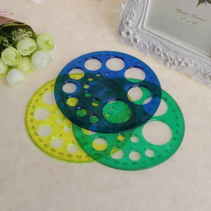 G8TA 360 องศาไม้โปรแทรกเตอร์ทั้งหมดไม้บรรทัดเทมเพลตวงกลมวงกลมโรงเรียนการร่างอุปกรณ์การร่าง