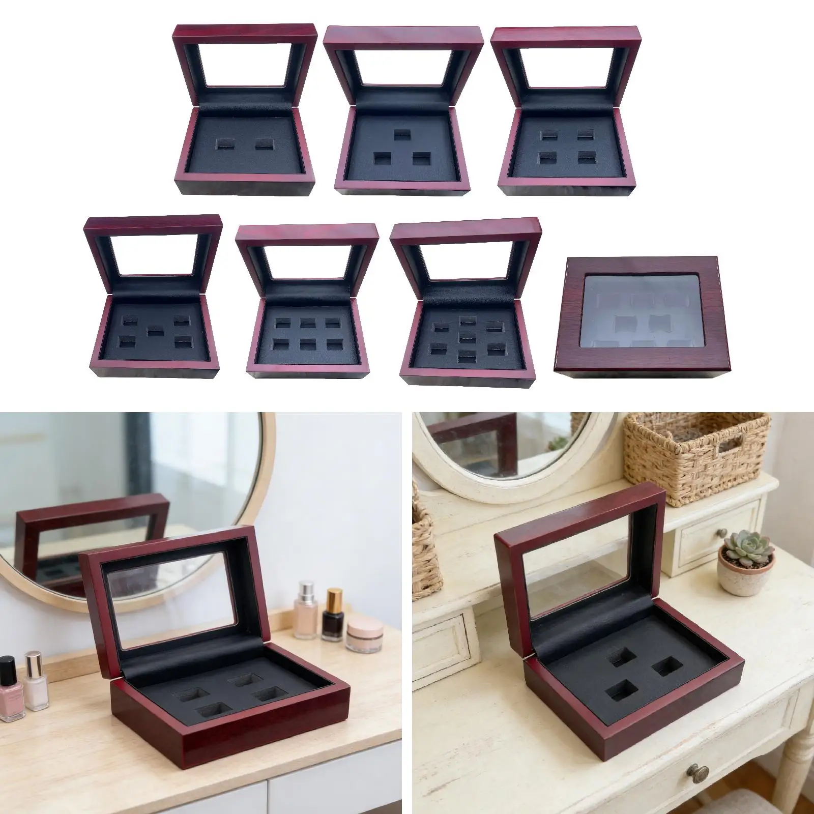 

Коробка-витрина для чемпионских колец из искусственной кожи с внутренней отделкой, универсальный футляр для хранения наградных колец, деревянный держатель-витрина