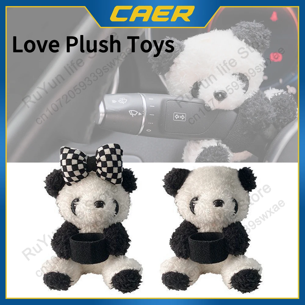 

Cute Plush Panda Ornaments for Car Wiper Turn Signal Switch Bowknot Doll Auto Interior Decoration Car Mounted Gear Accessories