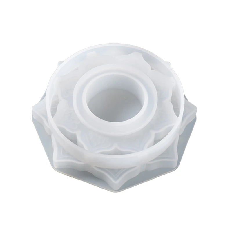 Resin Candle Holder Silicone Moulds Tealight Resin Mold Lotus Candlestick Epoxy Casting Mould for DIY Jewelry Box