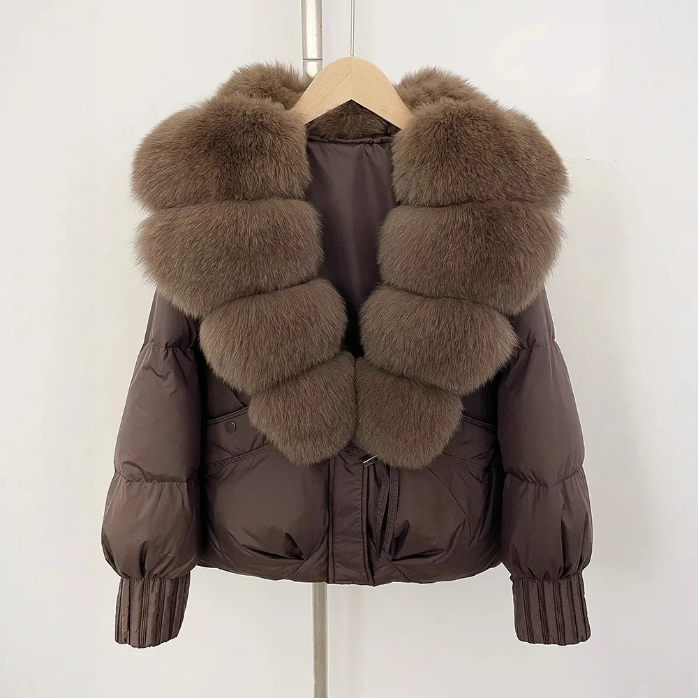 سترة قصيرة كبيرة جدًا بياقة من فرو الثعلب سترة نسائية شتوية عصرية متعددة الاستخدامات سترة فضفاضة ذات جودة عالية وضع جديد تمامًا #2