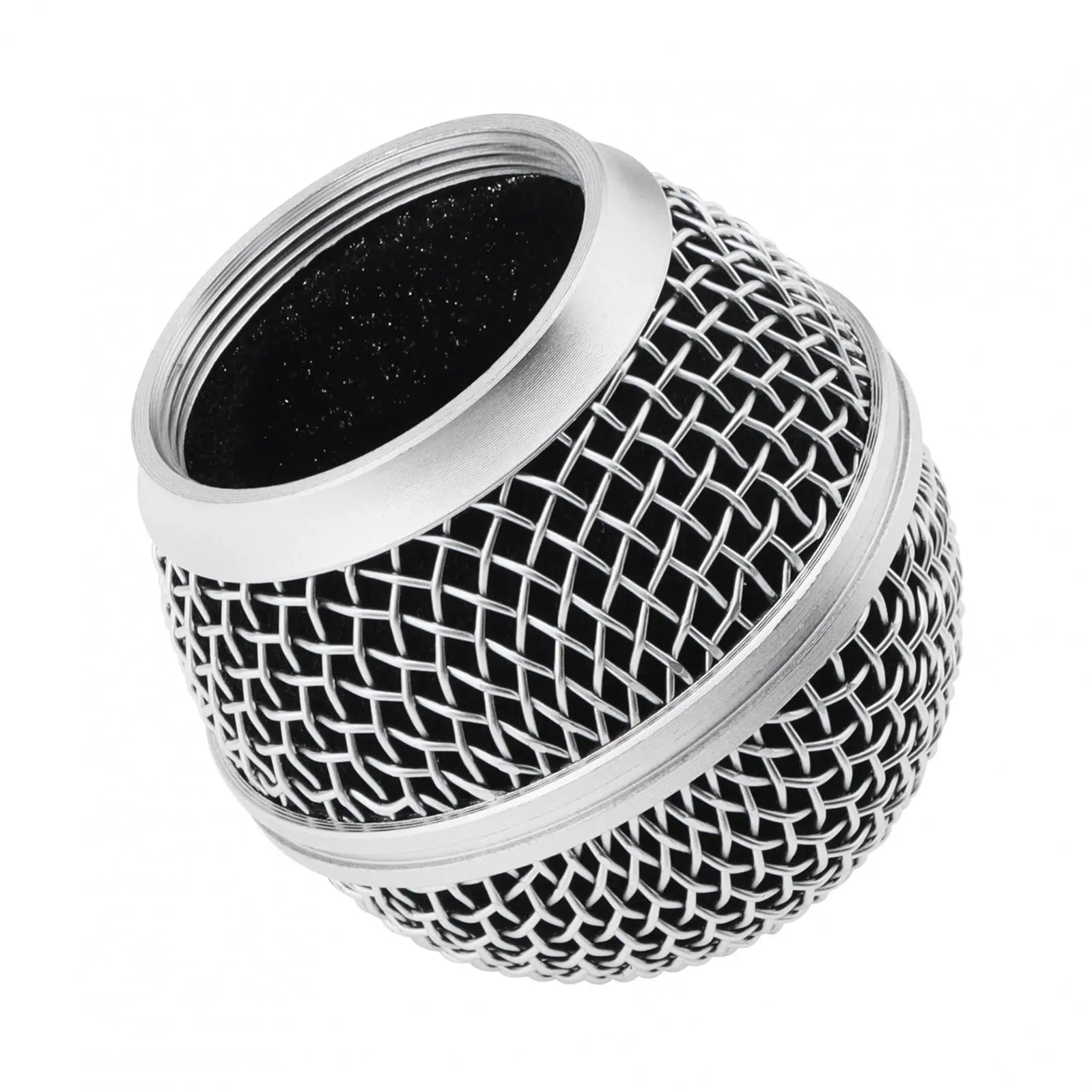 رؤوس استبدال شبكة من الفولاذ الفضي للميكروفونات ، كرة شبكة مع رغوة داخلية ، رأس ميكروفون مناسب لشور SM58