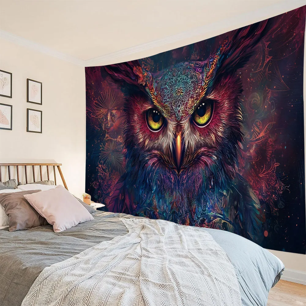 

Owl Tapestry Dreamy Animal Elephant Home Wall Hanging Cloth Living Room Bedroom Dormitory Decoration Background Poster