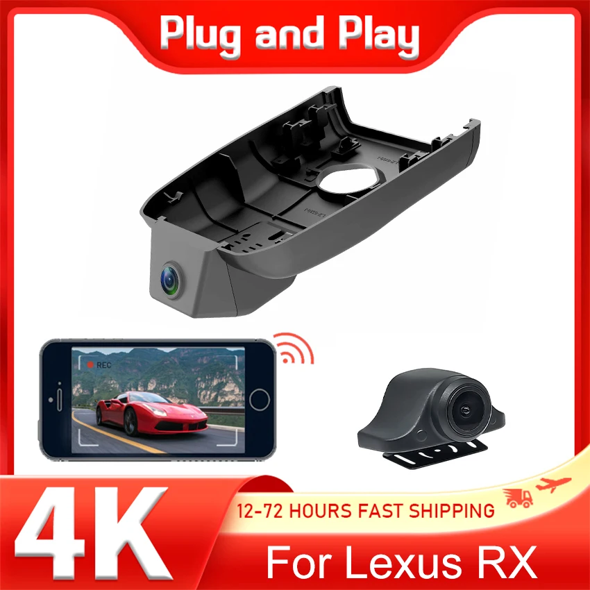 For Lexus RX AL20 RX350 RX450h 2016-2021 2022 Plug and Play 4K Dash Camera Recorder WIFI Dashcam Car Dvr Recording Devices