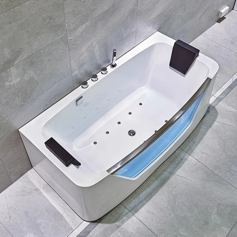 อ่างอาบน้ำอะคริลิกแบบนวดตัว, อพาร์ทเมนต์ขนาดเล็ก โฮมสเตย์ บ้านกระจก อุณหภูมิคงที่ แบบตั้งพื้น ขอบสามด้าน