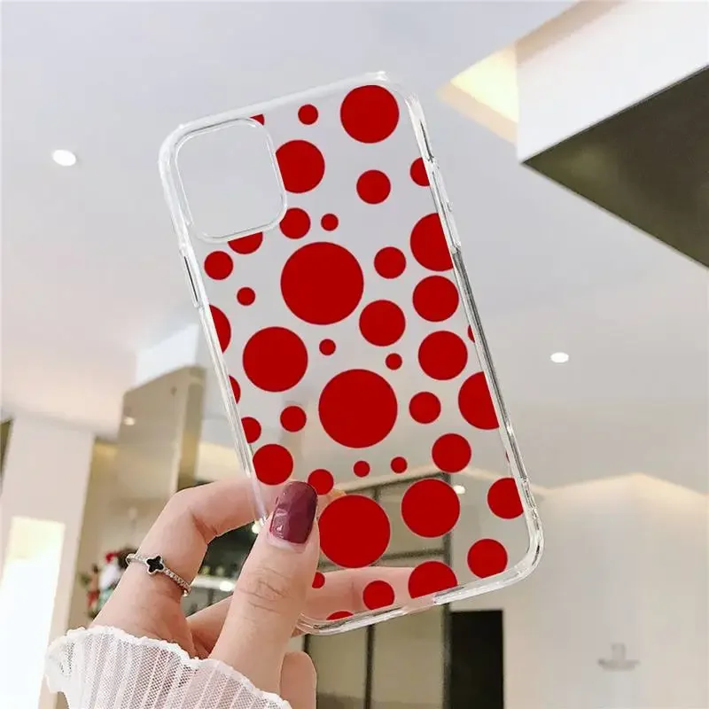 Japan Kusama Yayoi Art Phone Case For iPhone 11 12 Mini 13 14 Pro XS Max X 8 7 6 Plus SE XR Transparent Shell