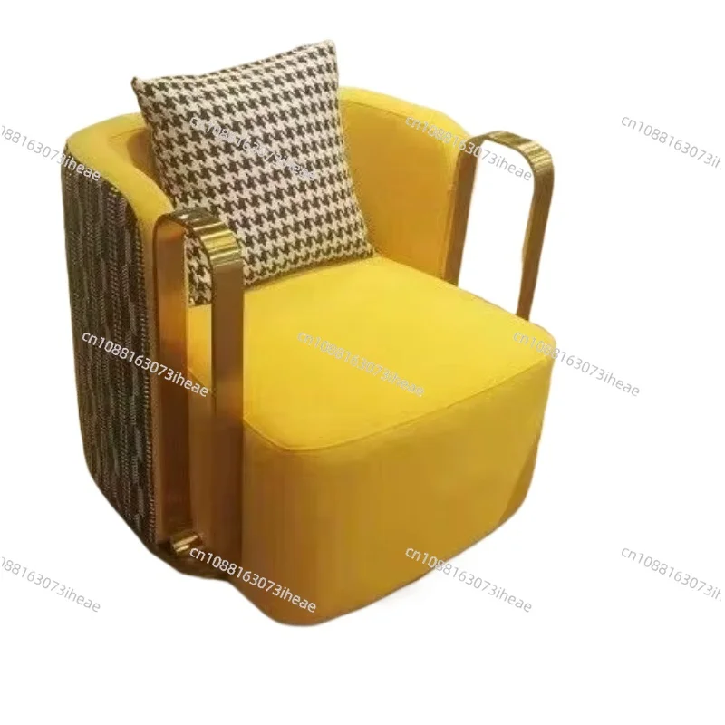 

Modern fabric leisure rotating armchair, luxurious gold frame velvet single sofa chair, suitable for living room furniture
