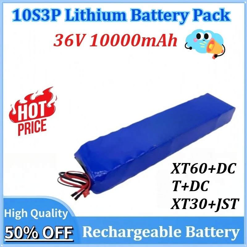 

Newly upgraded 10S3P 36V 10000mAh Lithium-ion Rechargeable Battery Pack for Power Supply of Electric Toys Electronic Products