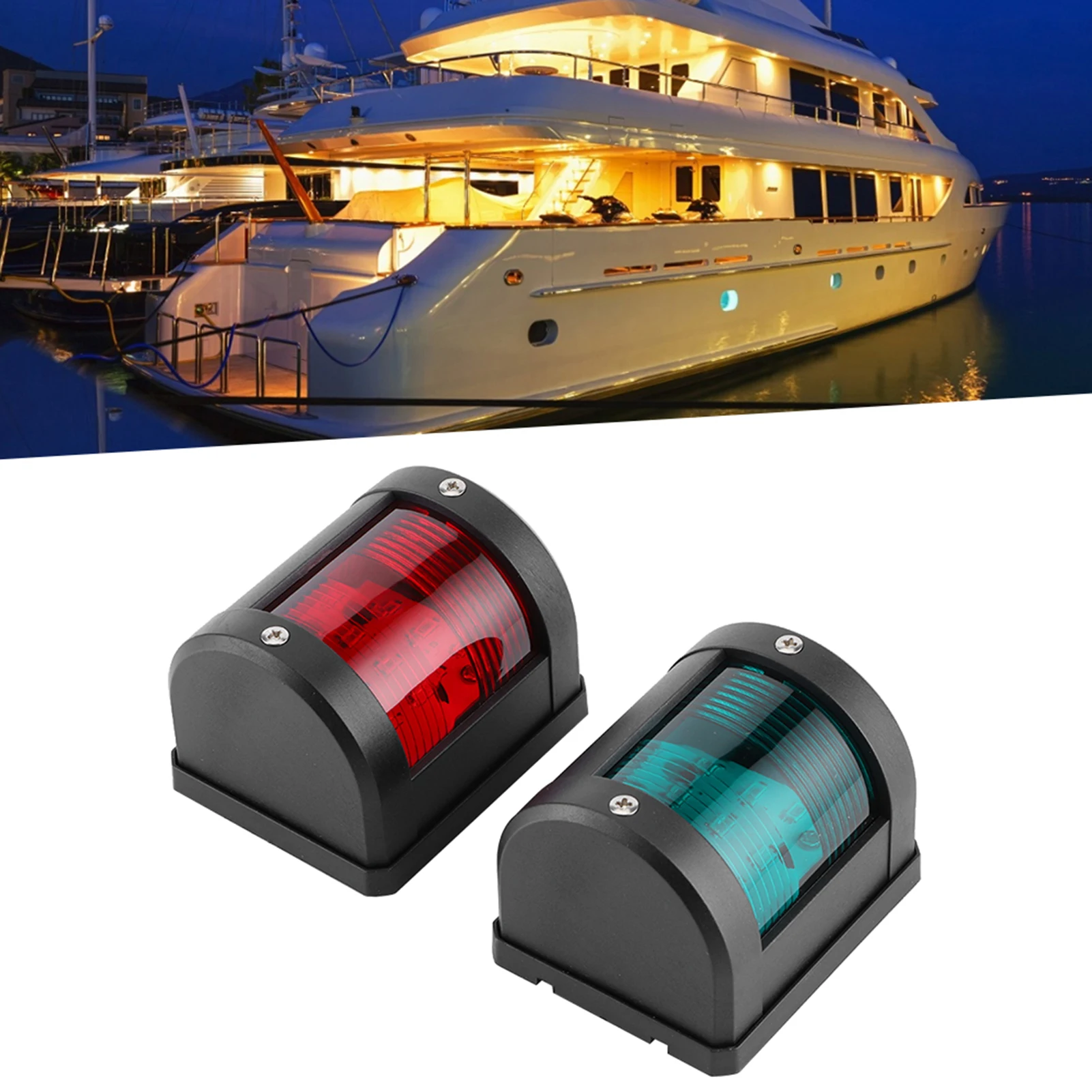 New 2Pcs Boat Sidelight IP66  Lamp Red Green LED Navigation Warning Light for Marine Boat Yacht 12V Navigation Light