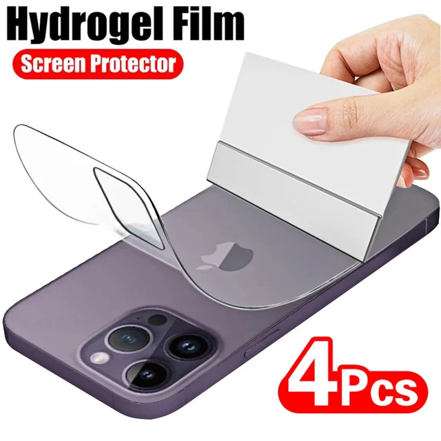 4 szt. Folia hydrożelowa do iPhone 11 12 13 14 15 Pro Max ochraniacz ekranu dla iPhone 11 12 13 15 14 Plus folia tylna nie szklana