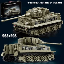 Military WW2 MOC Tiger Heavy Tank Army Main Battle Tank Soldiers Figures Building Blocks Bricks Set For Children Boys Toys Gifts