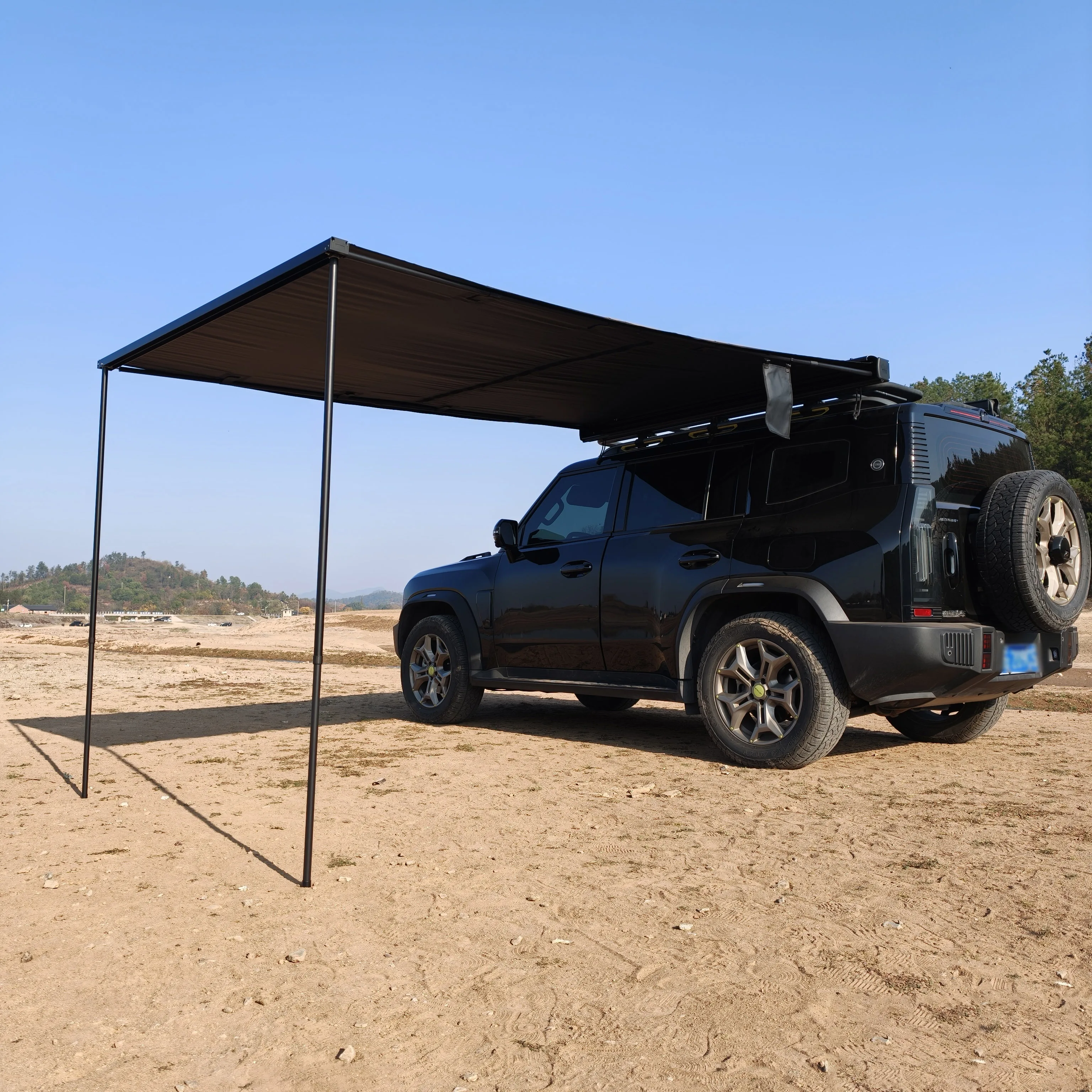 Dream Car 2*2.5m Hard Case Car Roof Side Awning With Led Made In Aluminium Shell With High Quality