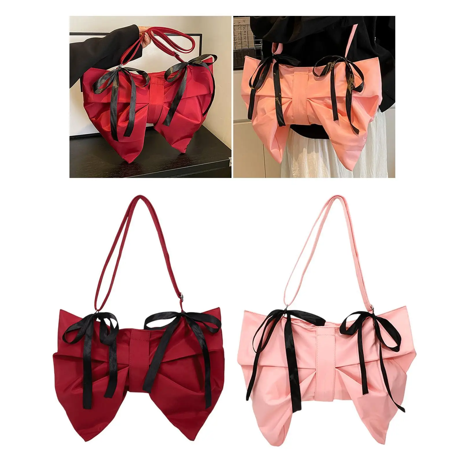 

Shoulder Bag Lightweight Cute Bowknot Handbag for Shopping Daily Use Dating