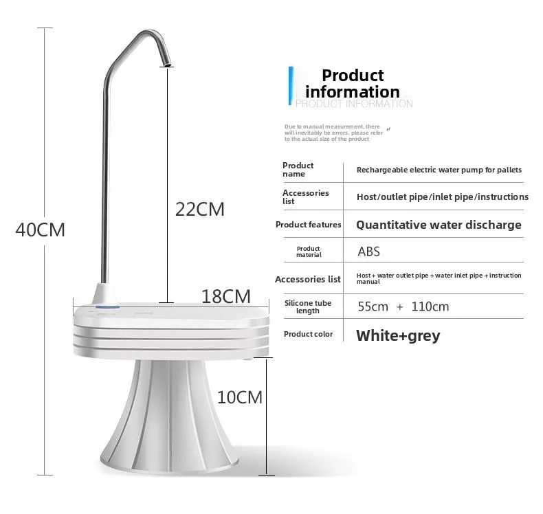 Desktop Electric Water Pump for Bottled Water, Automatic Dual Use Water Dispenser Suction Pump