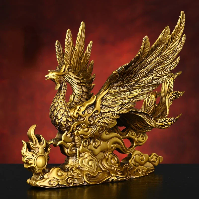 Full Copper Phoenix Ornament Living Room Housewarming Decorations Phoenix Auspicious Auspicious Decor
