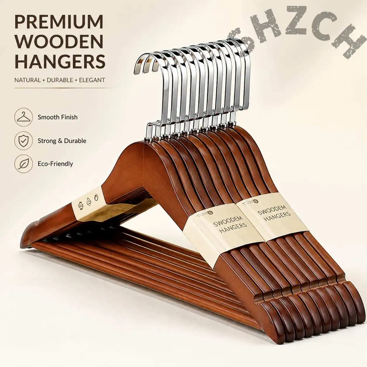 Solid Wood Flat Hook Hanger for Heavy Coats – Non-Slip Suit & Jacket Organizer, Vintage-Style Wardrobe Rack