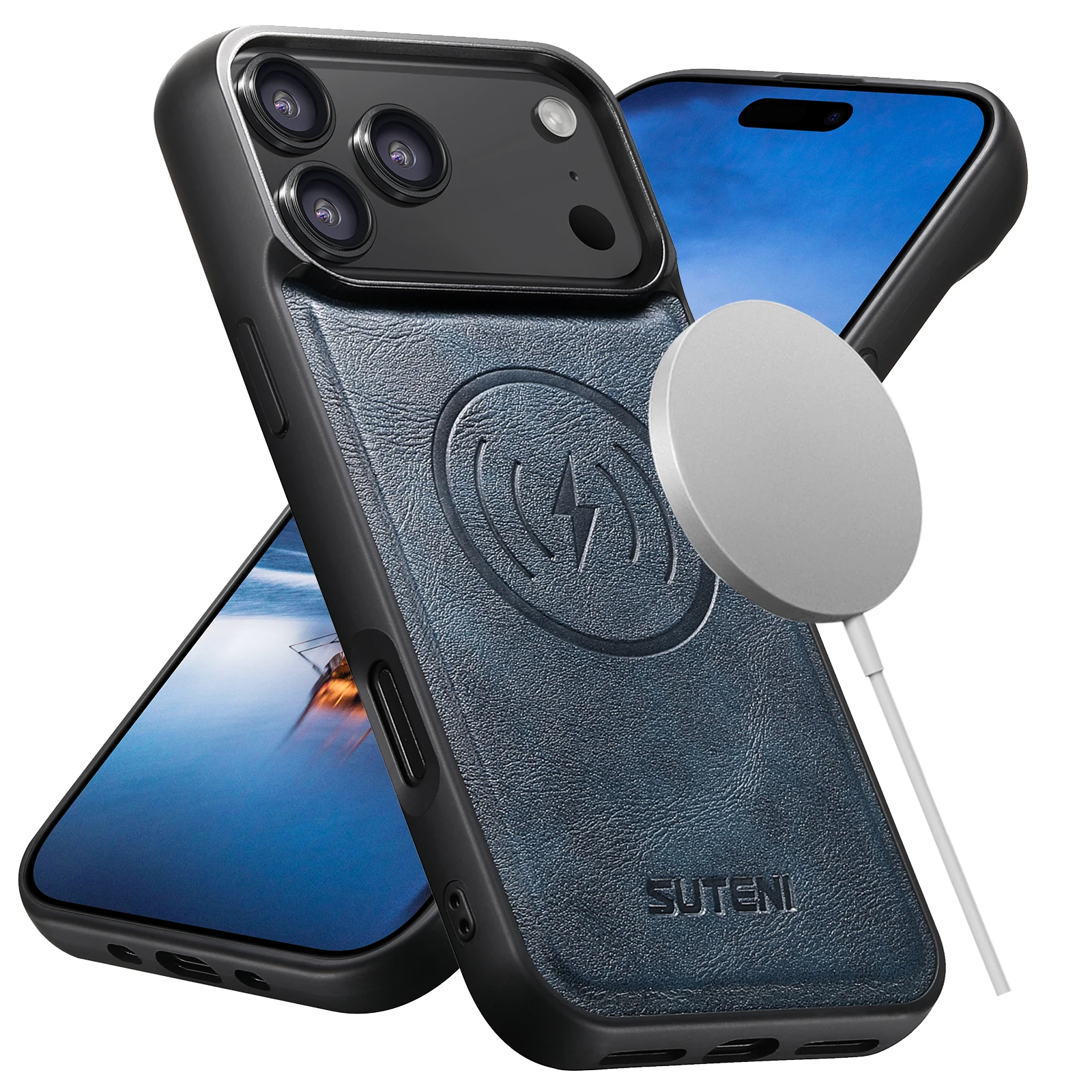 SUTENI Mattierte Kunstleder-Handyhülle mit Magnet und kabelloser Ladefunktion für iPhone 18 Pro Max 17 Air 16 Plus 15 14 13 12 – Detail 11