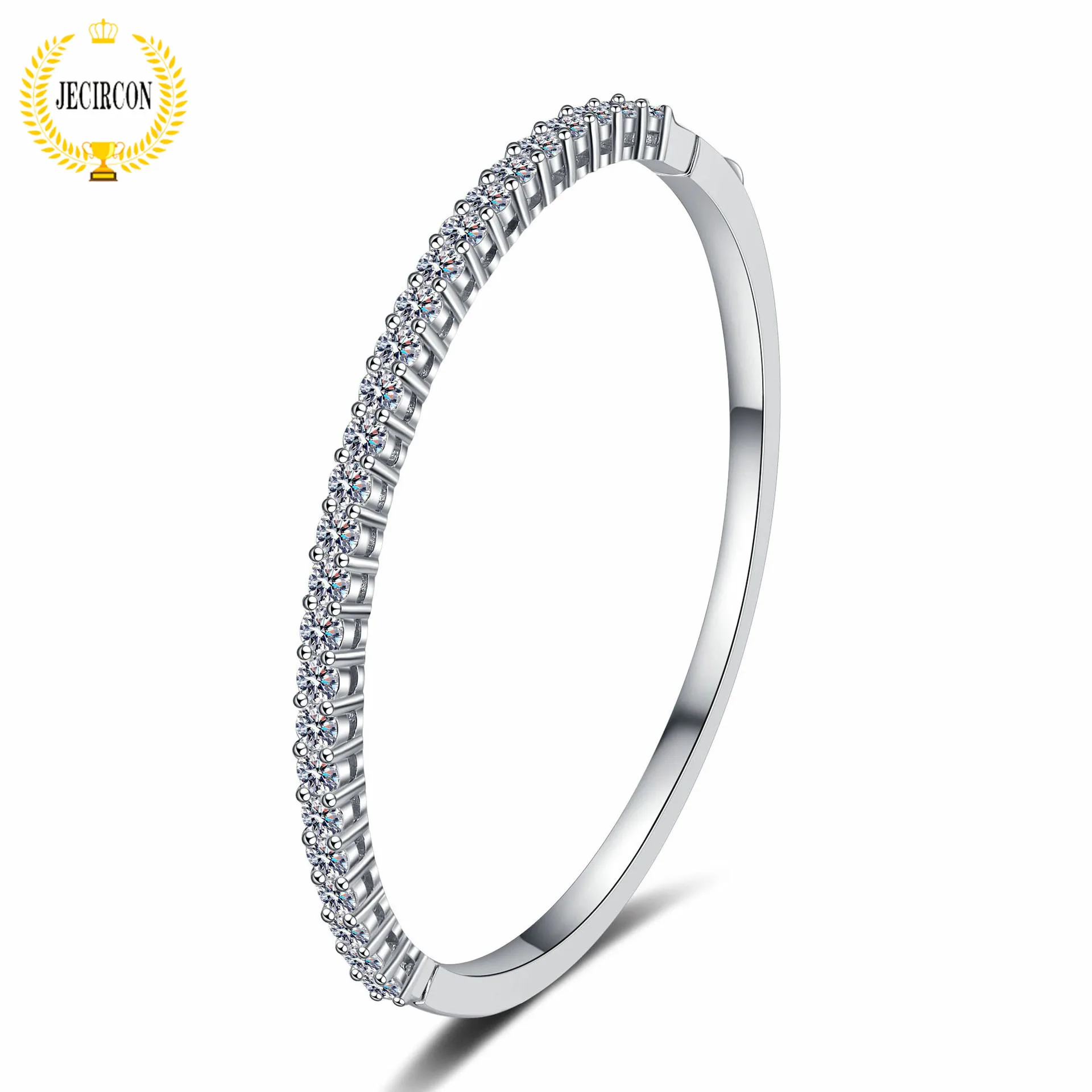 

JECIRCON-925 Sterling Silver PT950 Plated Bangle for Women 2.6ct Full Moissanite Stars Rows of Diamond as a Gift for Girlfriend